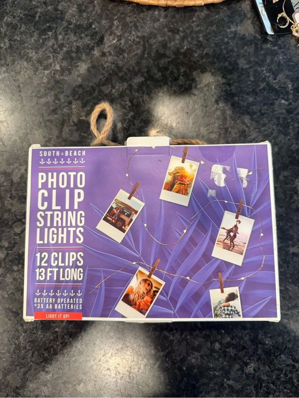 South Beach Photo Clip String Lights - Wood Clips with Rope